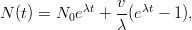 N (t) = N0eλt + v-(eλt − 1),
λ